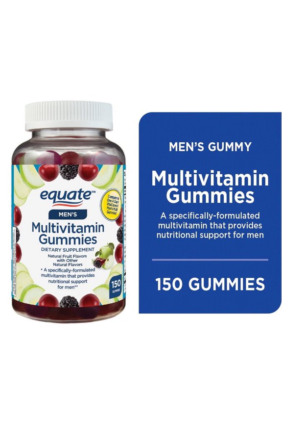 (3 pack) Equate Men's Multivitamin Gummies for Nutritional Support, Natural Fruit, 150 Count, Compare to One A Day VitaCraves Men's Multi Gummies