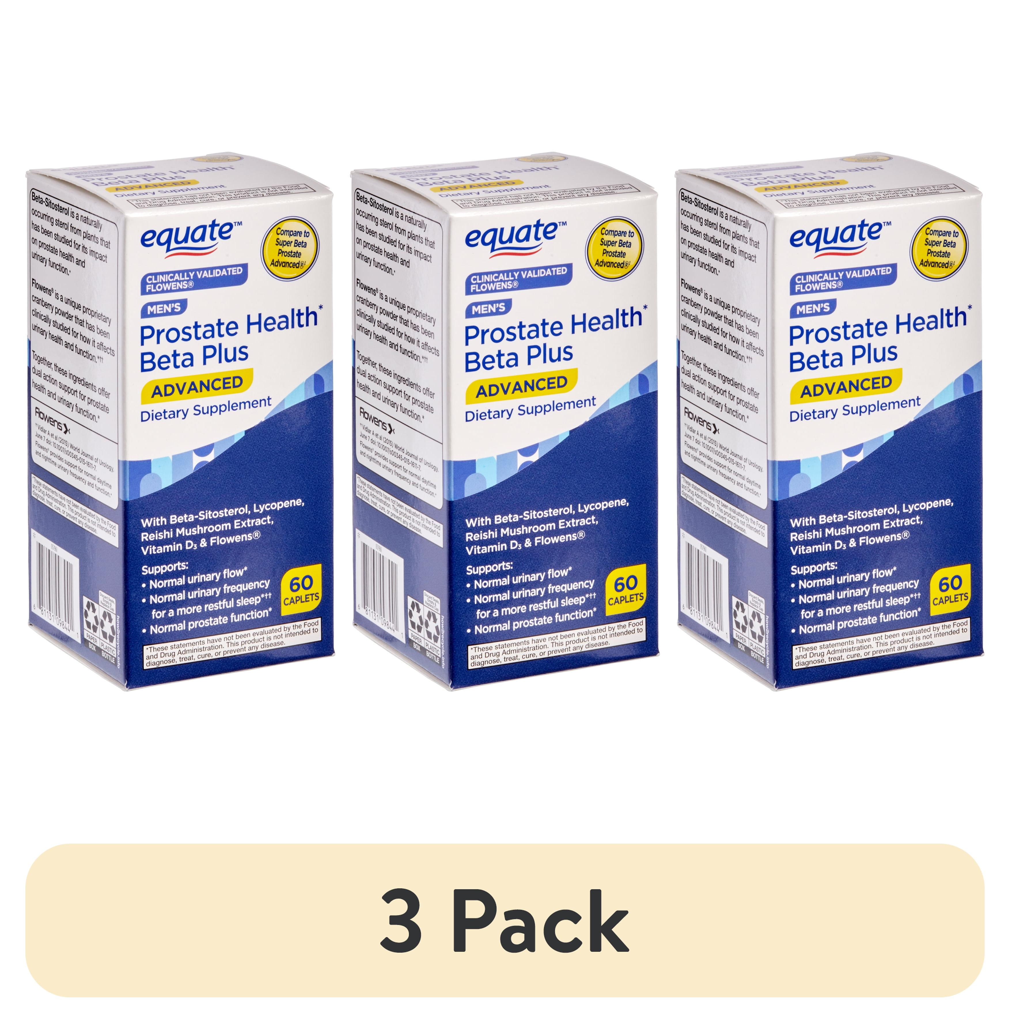 (3 pack) Equate Men's Prostate Health Beta Plus Advanced Dietary Supplement, 60 Count, Compare to Super Beta Prostate Advanced