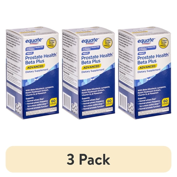 (3 pack) Equate Men's Prostate Health Beta Plus Advanced Dietary Supplement, 60 Count, Compare to Super Beta Prostate Advanced®