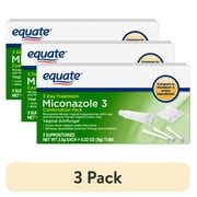 (3 pack) Equate Miconazole 3 Day Combination Pack with Suppositories & Cream, 2.5 g each + 9g tube, Compare to Monistat® 3 Active Ingredients