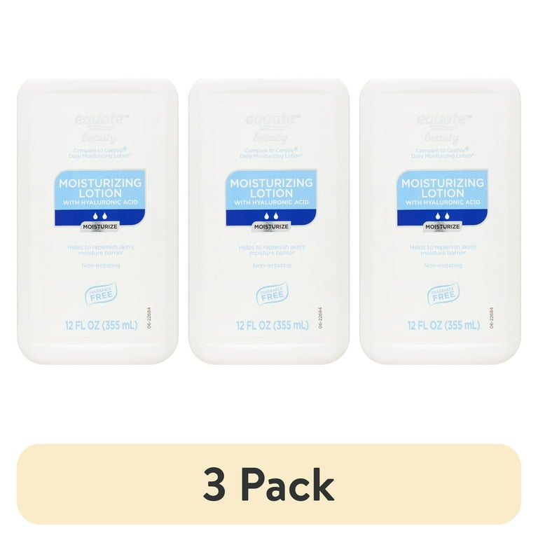 3 pack) Equate Moisturizing Lotion with Hyaluronic Acid for