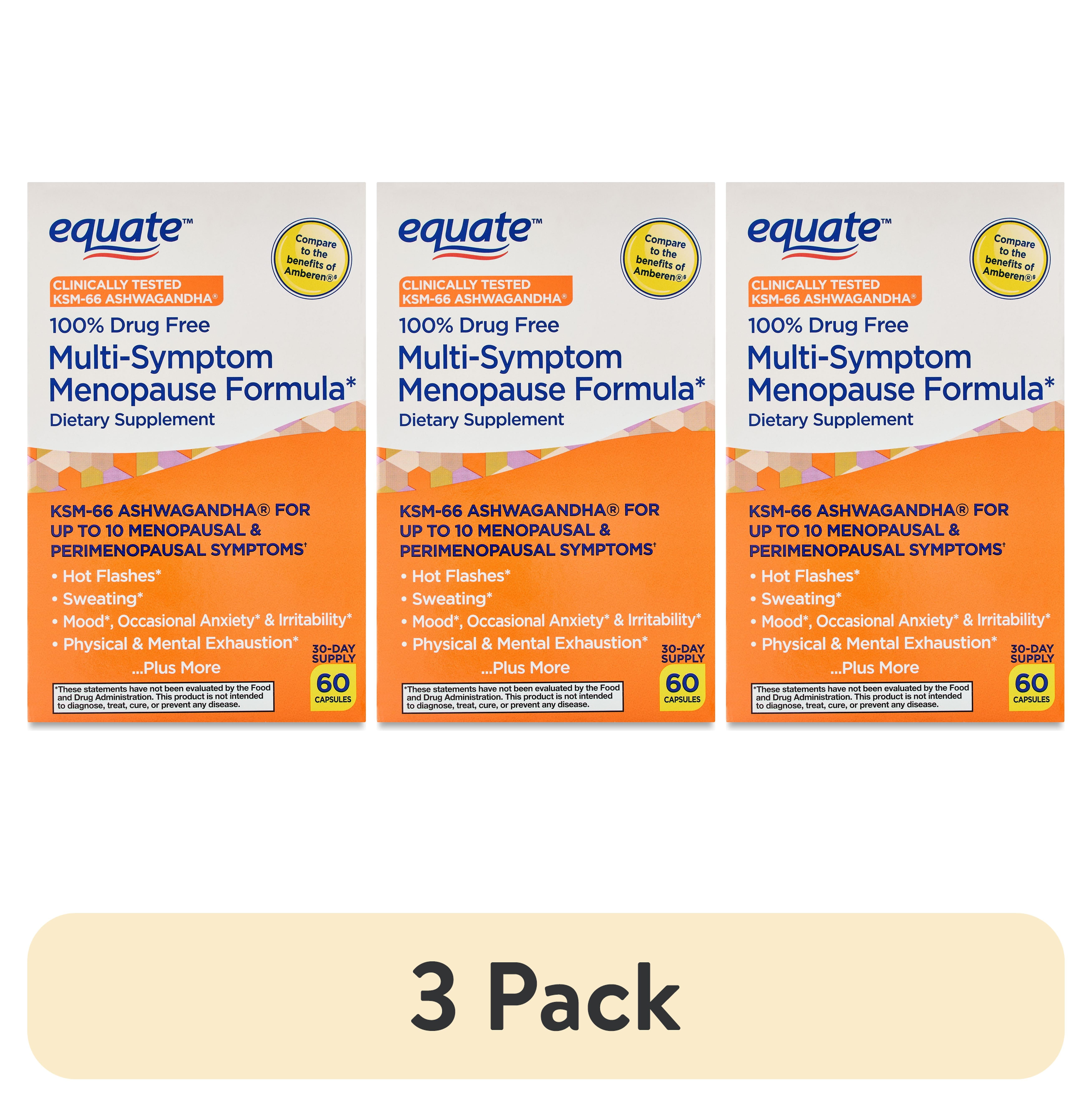 (3 pack) Equate Multi-Symptom Menopause Formula Dietary Supplement Capsules, 60 Count, Compare to the Benefits of Amberen