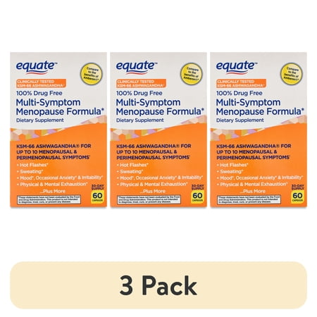 (3 pack) Equate Multi-Symptom Menopause Formula Dietary Supplement, 60 Count, Compare to the Benefits of Amberen®