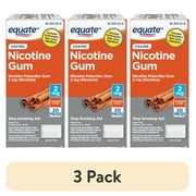 (3 pack) Equate Nicotine Coated Gum 2 mg, Stop Smoking Aid, Cinnamon Flavor, 20 Count, Compare to Nicorette® Gum Active Ingredient