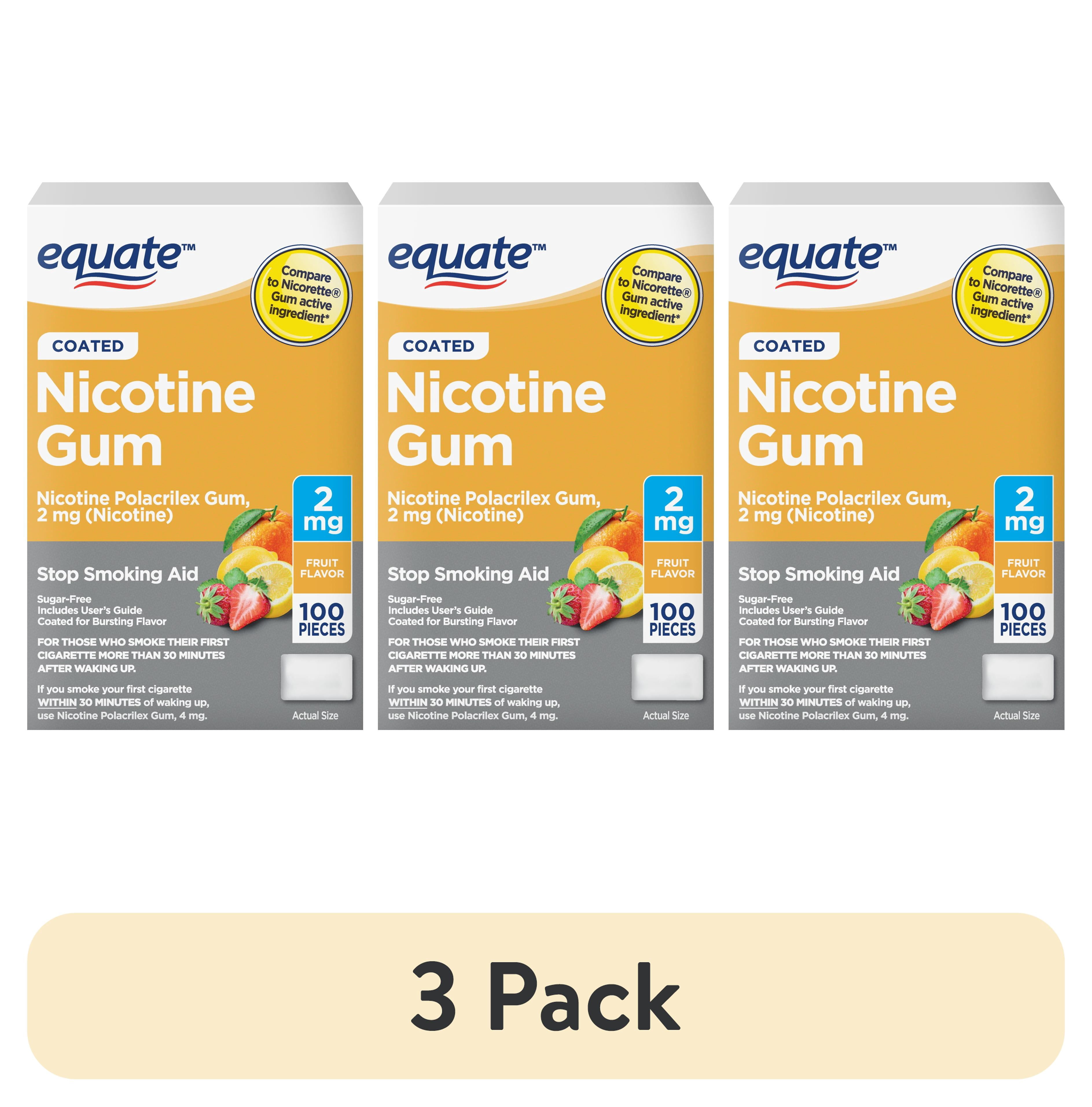 anti tobacco gum Equate Coated Nicotine Gum Stop Smoking Aid Fruit Wave Flavor, 2 mg, 100 ct