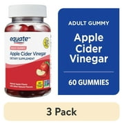 (3 pack) Equate Non GMO Dietary Supplement Gummies, Apple Cider Vinegar, 500 mg, 60 Count, Compare to Goli Apple Cider Vinegar Gummies