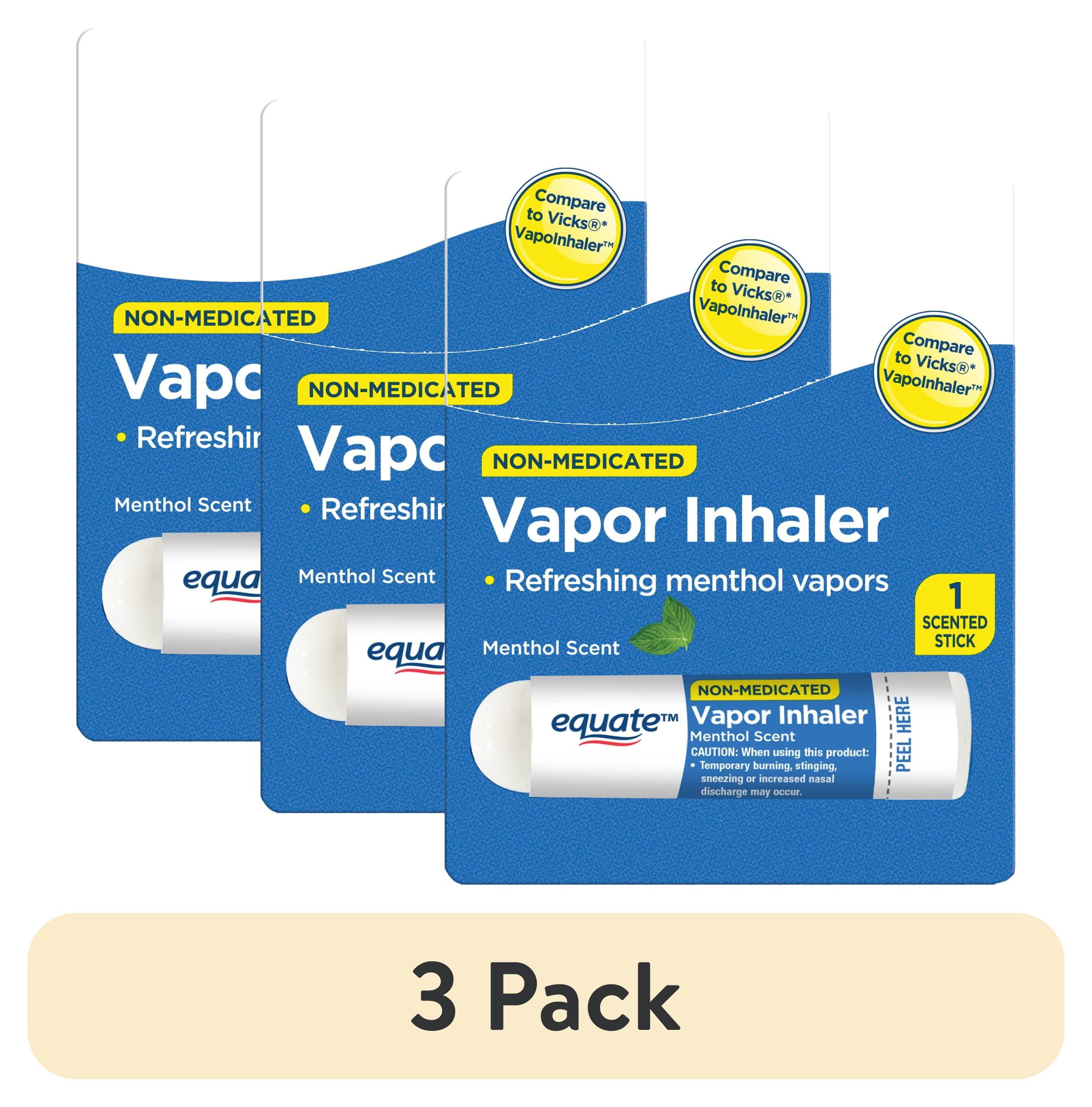 (3 pack) Equate Non-Medicated Vapor Inhaler Stick, Menthol Scent, 1 Count, Compare to Vicks VapoInhaler