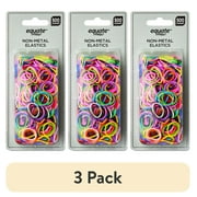 (3 pack) Equate Non-Metal Hair Bands, Multicolor, for Ponytails, Braids, or Buns, Color May Vary, 3 Packs of 500 Count Each