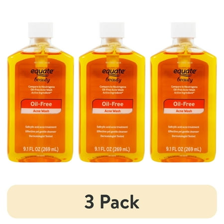 (3 pack) Equate Oil Free Acne Wash with 2% Salicylic Acid for Acne Care, 9.1 fl oz, Compare to Neutrogena® Oil-Free Acne Wash Active Ingredient