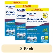 3 pack Equate Omeprazole Delayed Release Coated Tablets, Cool Mint, 20 mg, 42 Count, 3 Pack, Compare to Prilosec OTC