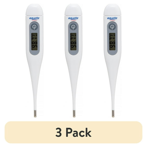 (3 pack) Equate Digital Thermometer – Oral, Rectal, or Underarm, 30-Second Reading