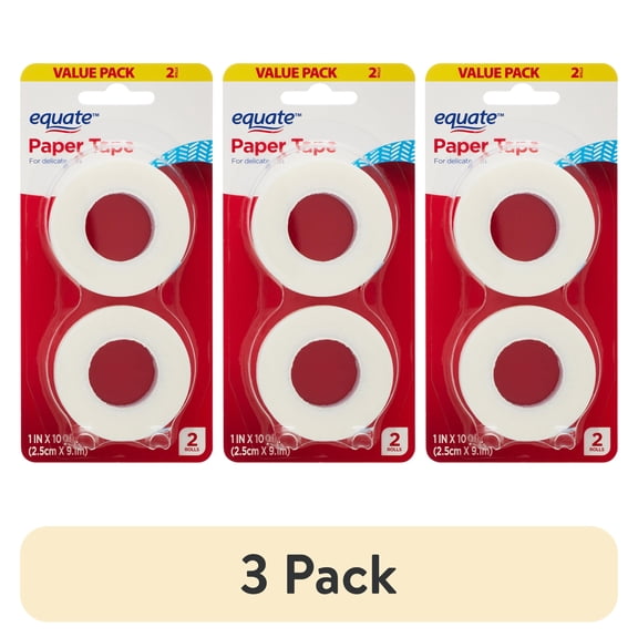 (3 pack) Equate Disposable First Aid Tape Value Pack with 2 Paper Tape Roll, 2 Count, 1 Pack