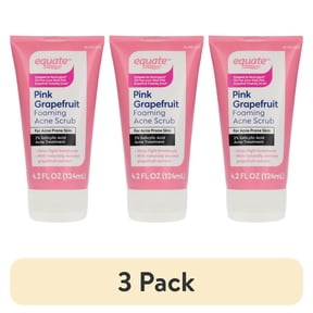 (3 pack) Equate Pink Grapefruit Foaming Acne Scrub, 4.2 fl oz