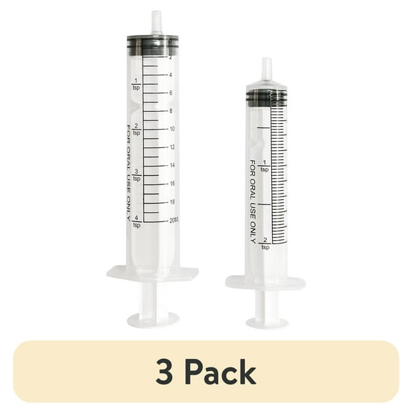 (3 pack) Equate Plastic Medicine Dosing Oral Syringe Set, 2 Tsp and 4 Tsp Capacity, 2 Pieces