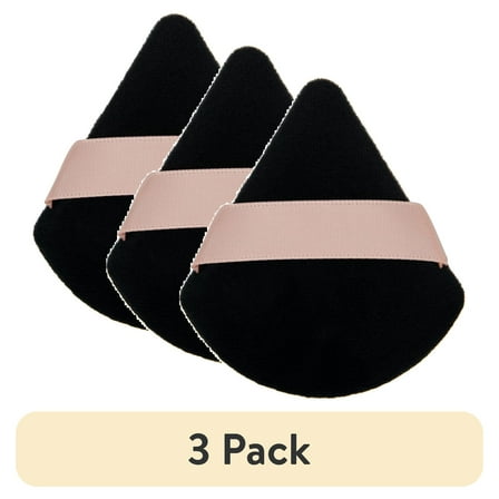 (3 pack) Precision Powder Puffs for Loose & Pressed Makeup Powder, Ultra Soft & Microfiber, Black, 2 Count
