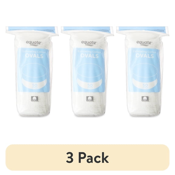 (3 pack) Equate Exfoliating Cotton Ovals, 50 Count
