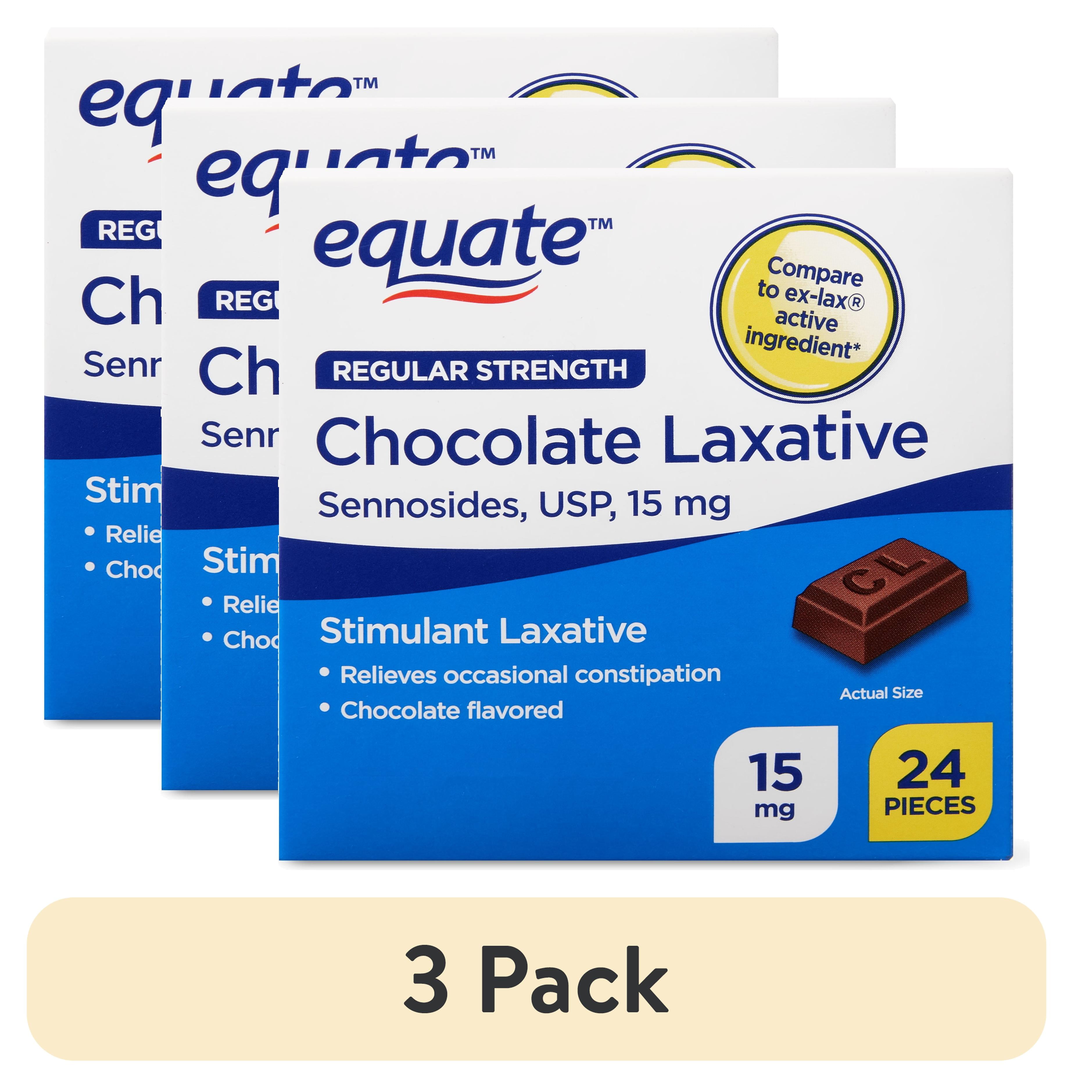 (3 pack) Equate Regular Strength Chocolate Laxative, 24 Pieces