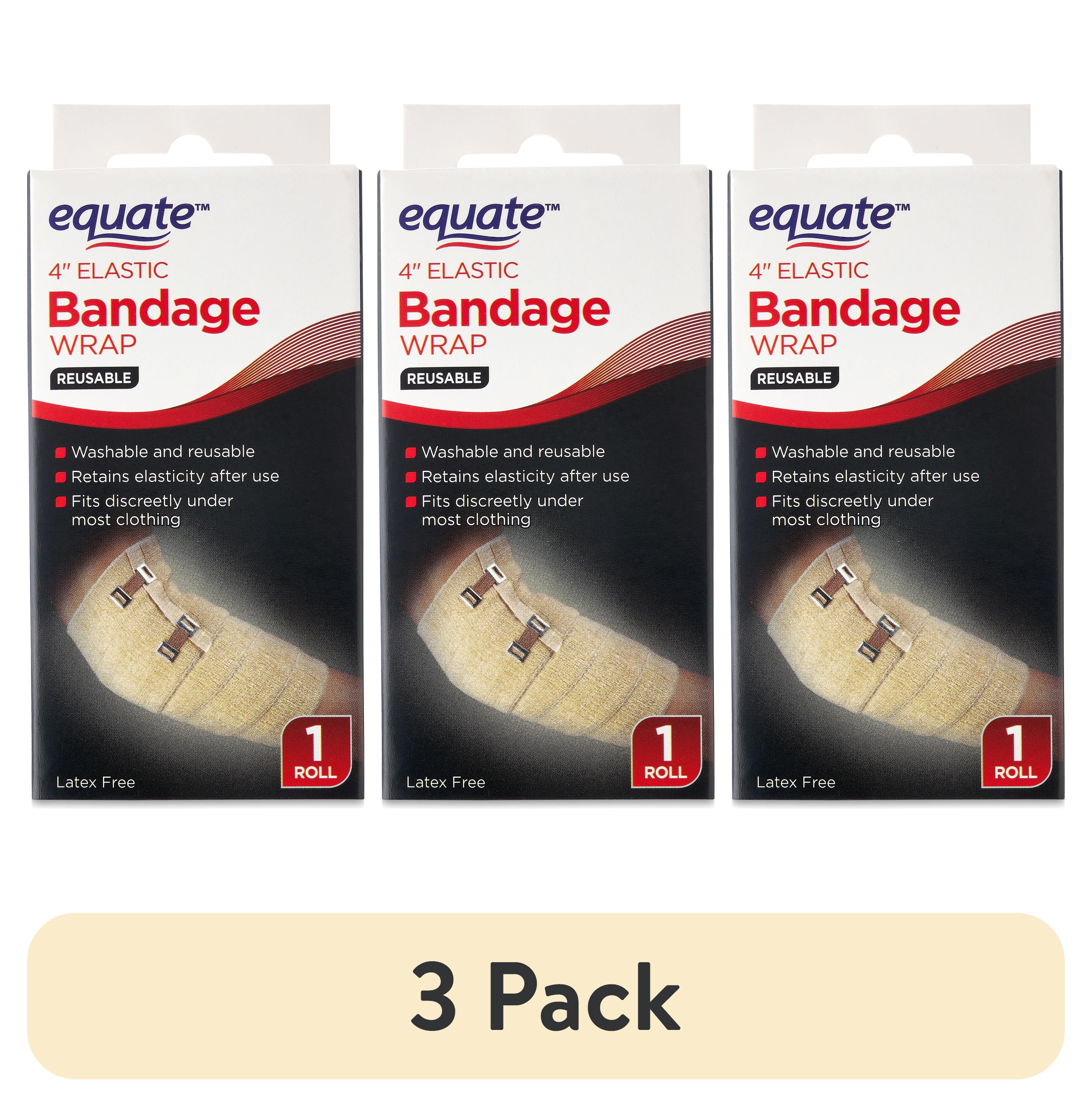 (3 pack) Equate Reusable Elastic Bandage Wrap, Tan, 4"
