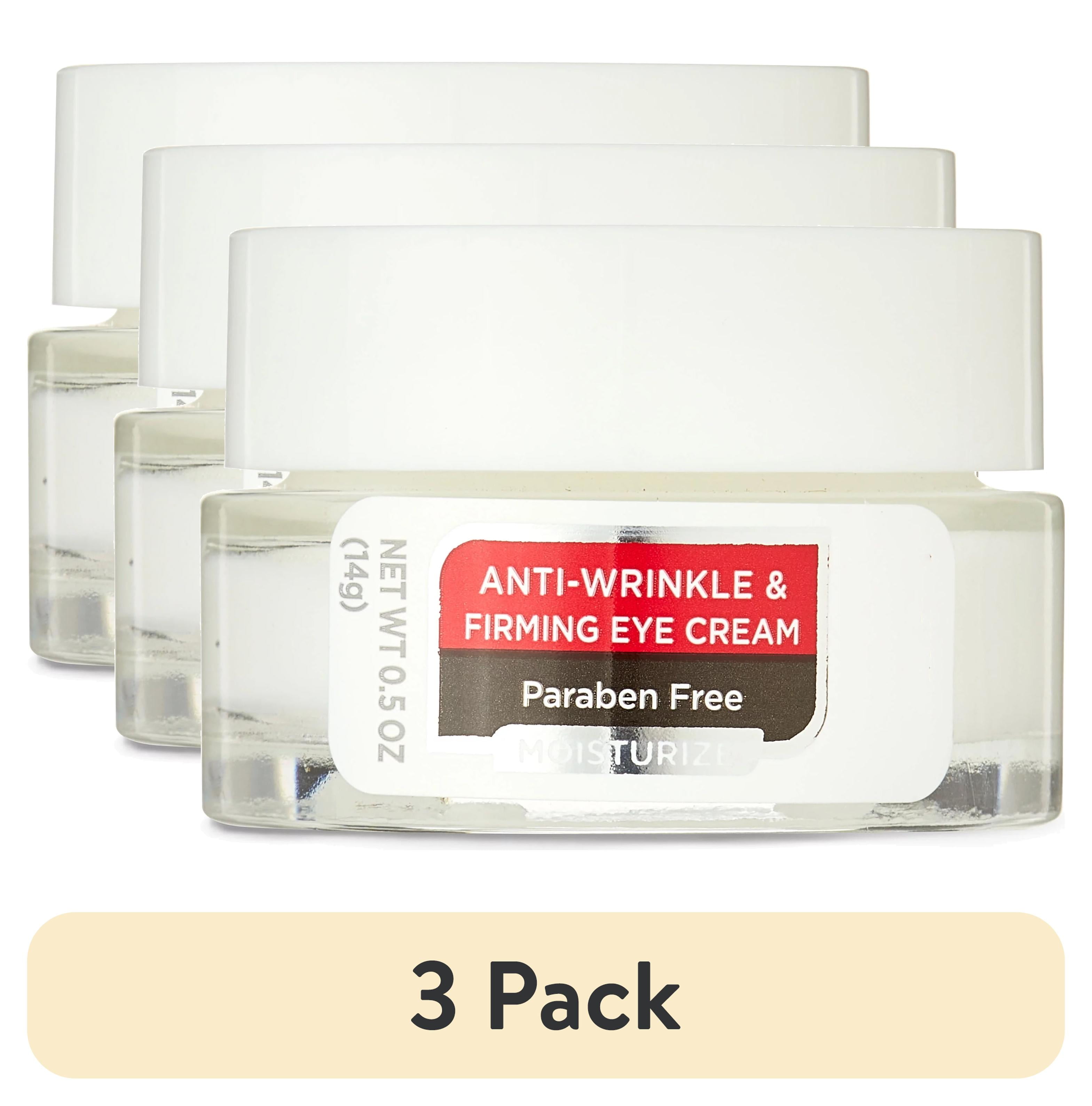 (3 pack) Equate Anti-Wrinkle and Firming Eye Cream for Moisturizing Face Care, 0.5 oz