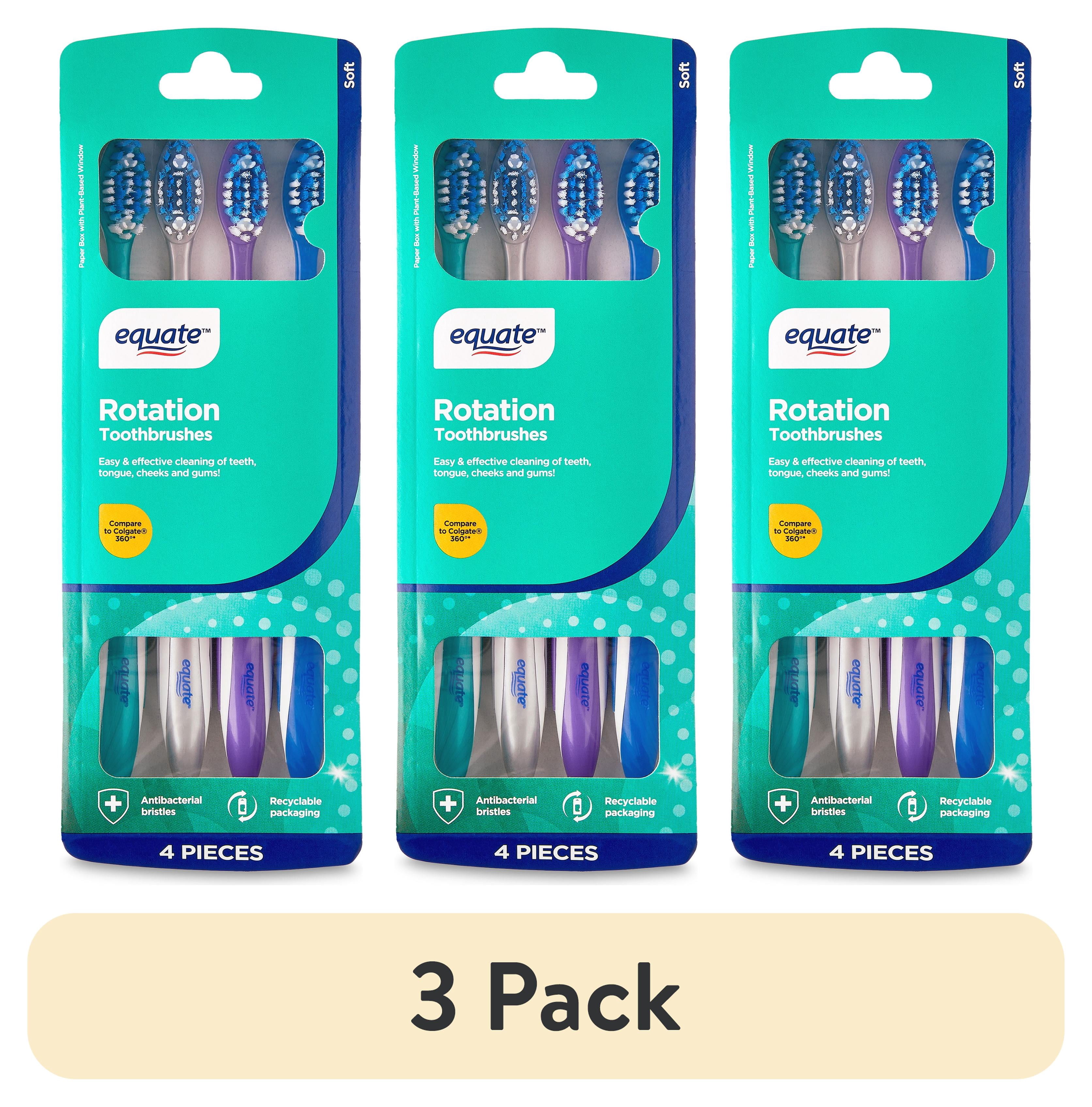 (3 pack) Equate, Multi Level Bristle, Orbit Rotation Adult Toothbrush, Soft, 4 Count