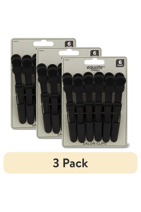 (3 pack) Equate Salon Clips Black,6 Count, Hold Hair in Place While Hairdressing