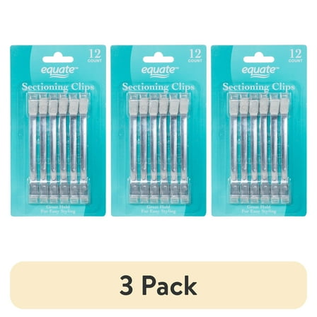 (3 pack) Equate Sectioning Clips, 12 Count, Hold Hair in Place While Hairdressing