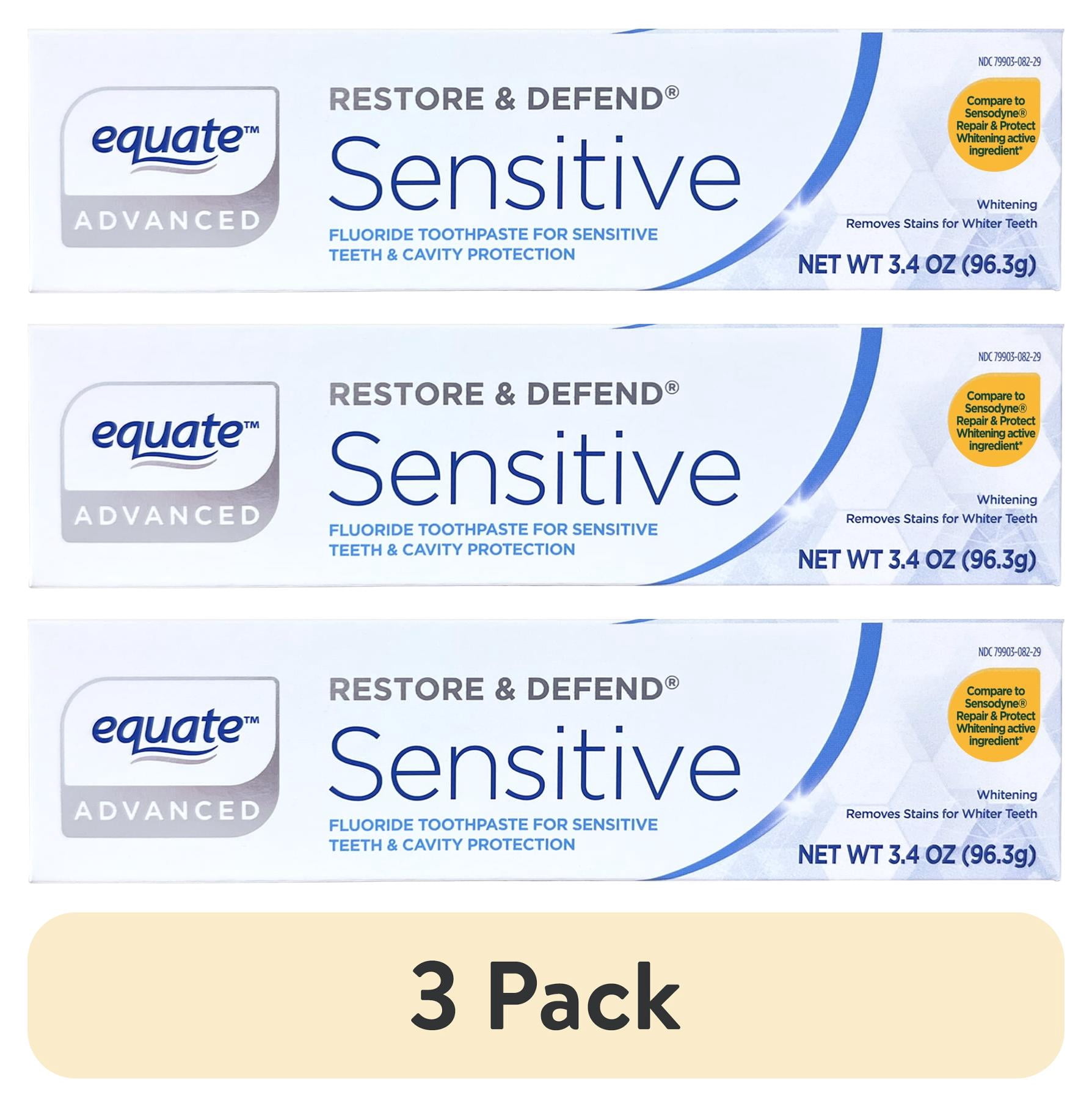 (3 pack) Equate Restore and Defend Sensitive Toothpaste, 3.4 oz