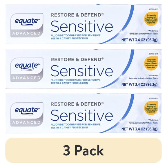 (3 pack) Equate Restore and Defend Sensitive Toothpaste, 3.4 oz