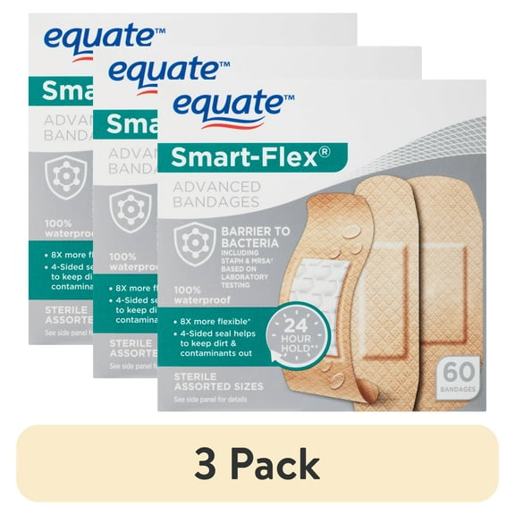 (3 pack) Equate Smart-Flex Advanced Bandages, 60 Count