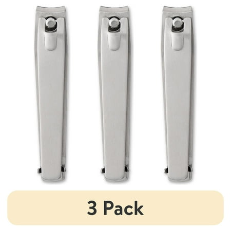 (3 pack) Equate Stainless Steel Toenail and Fingernail Clippers with File, 1 Count