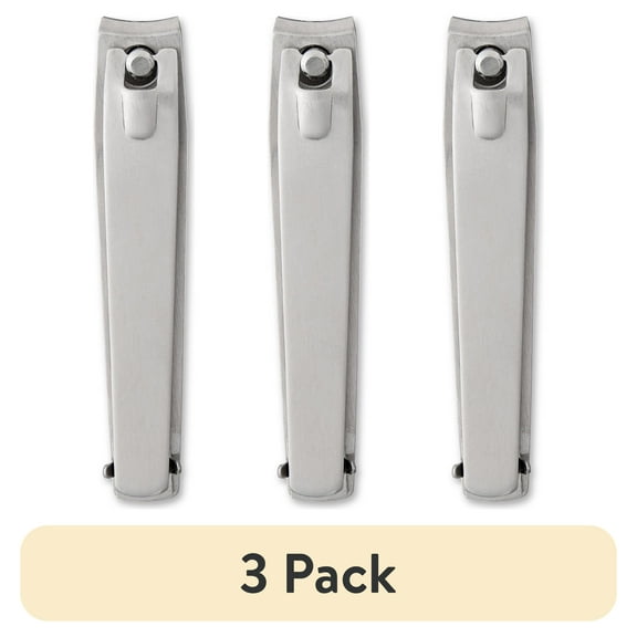 (3 pack) Equate Stainless Steel Toenail and Fingernail Clippers with File, 1 Count