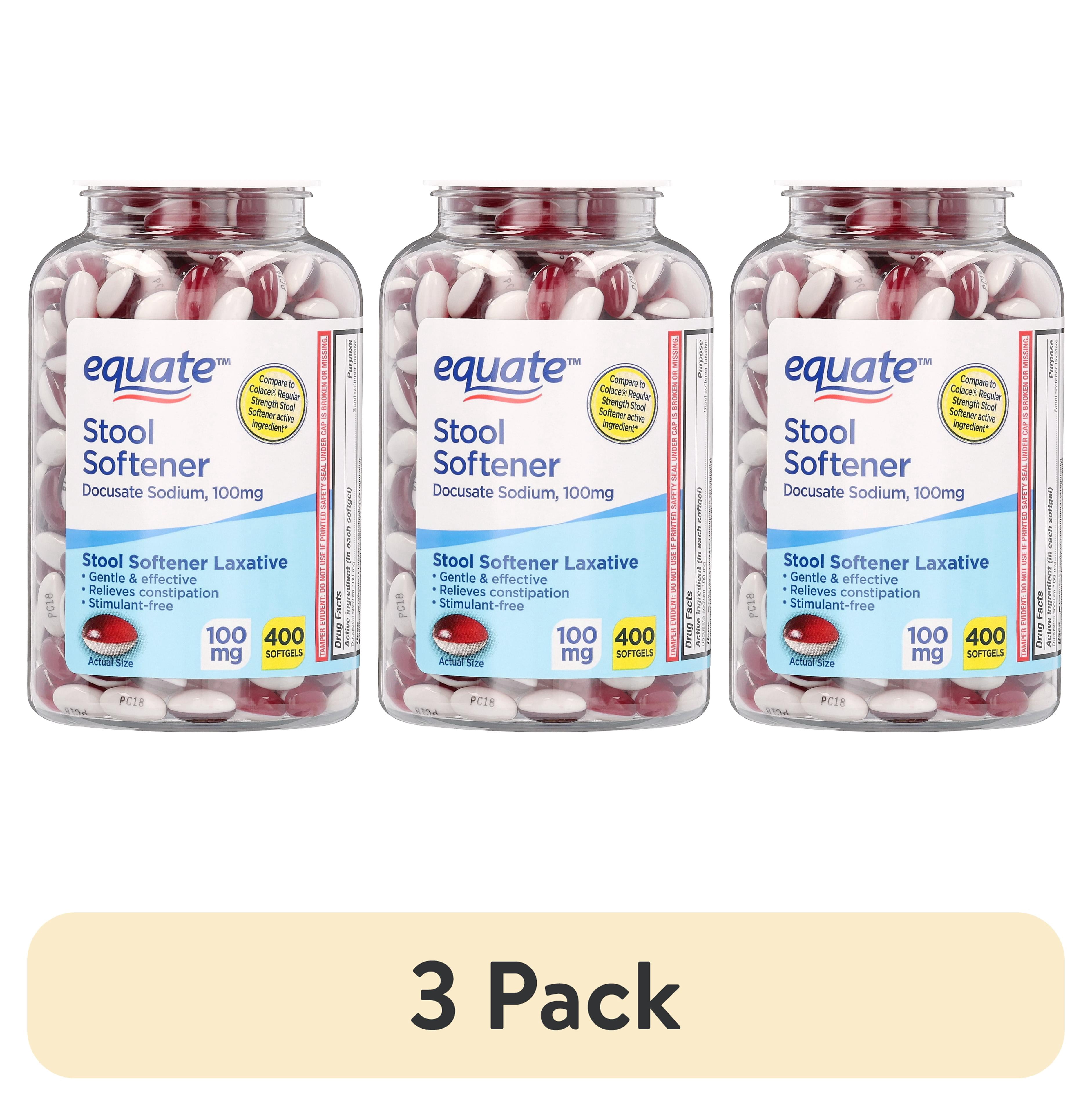 Mg Poop (3 pack) Equate Stool Softener Laxative Softgels, 100 mg, 400 Count ...