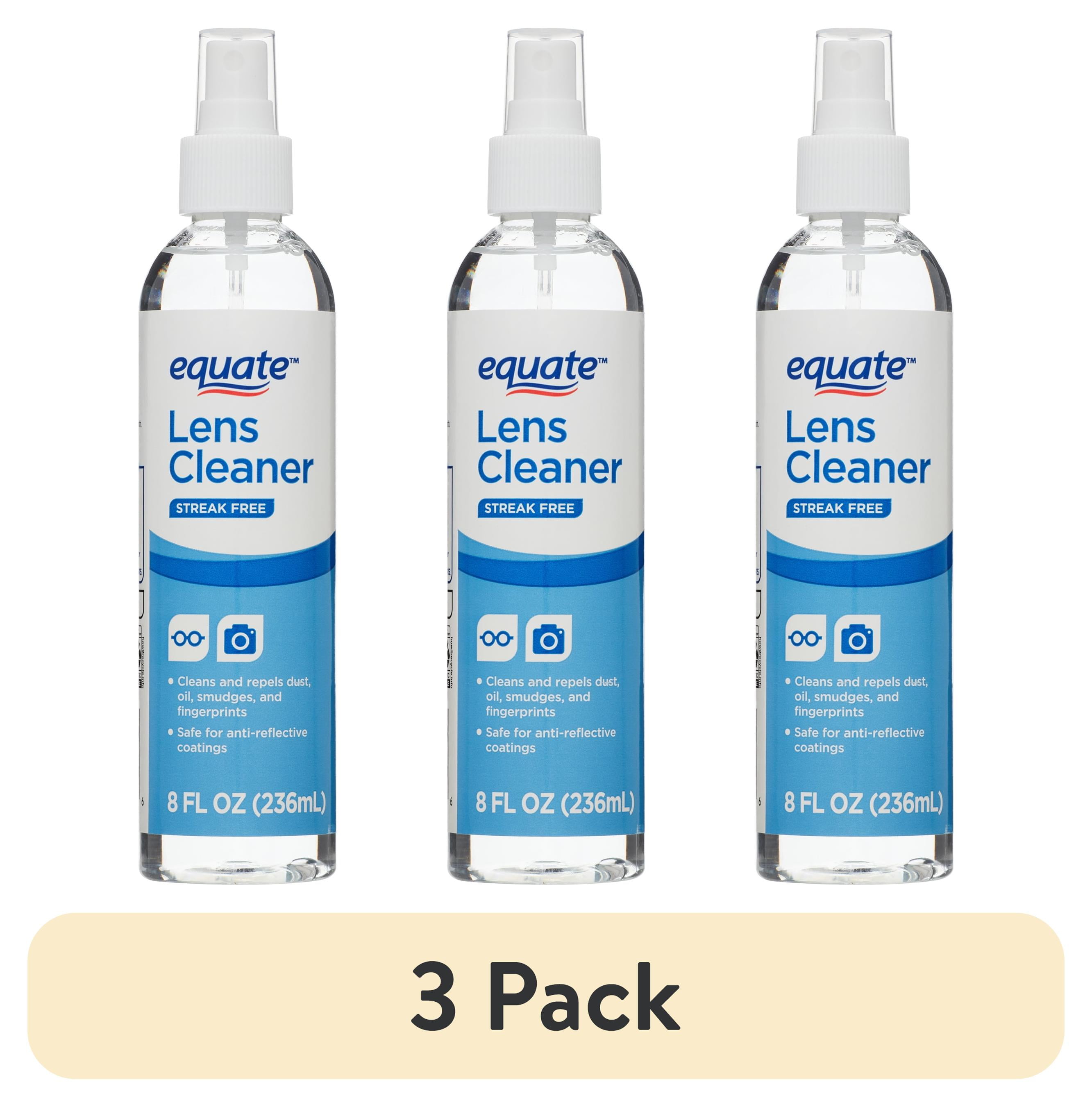 (3 pack) Equate Streak-Free Lens Cleaner 8 oz Spray Bottle, 1 Count
