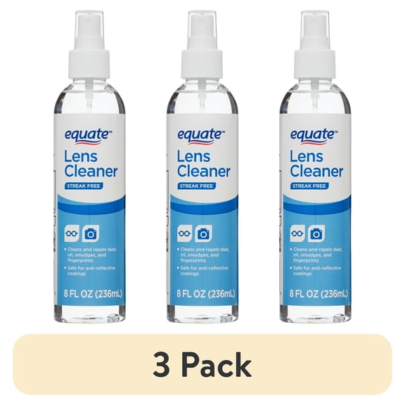 (3 pack) Equate Streak-Free Lens Cleaner 8 oz Spray Bottle, 1 Count
