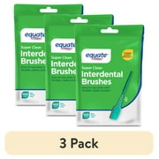 (3 pack) Equate Super Clean Interdental Brushes with Travel Case (100 Count), Compare to GUM® Soft-Picks®