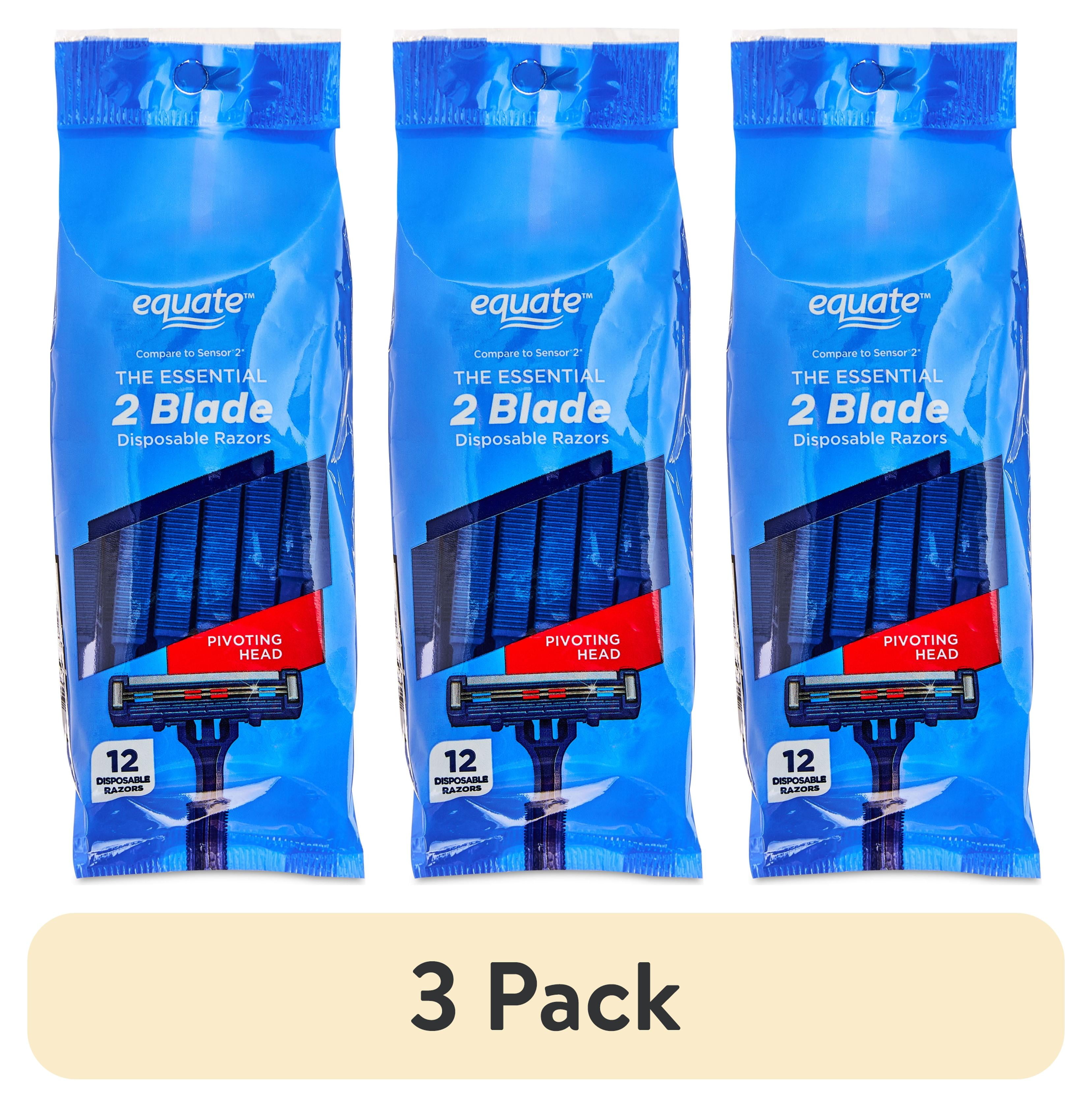 (3 pack) Equate 2 Blade Disposable Razors with Pivoting Head (12 Count ...
