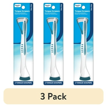 (3 pack) Equate Tongue Cleaner with Dual-Head Combination Scraper & Textured Brush (2 Count)