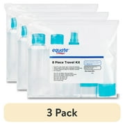 (3 pack) Equate Travel Kit for Toiletries, Color May Vary, 8 Piece