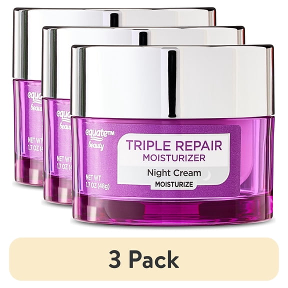 (3 pack) Equate Triple Repair Moisturizer Night Cream, 1.7 oz