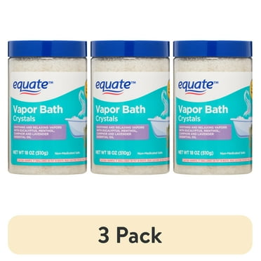 (3 pack) Equate Vapor Bath Crystals Salt Soak for Relief of Muscle Aches and Pains, 18 oz.