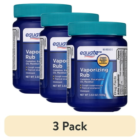 (3 pack) Equate Vaporizing Rub Ointment, 3.53 oz, Compare to Vicks® VapoRub® Active Ingredients