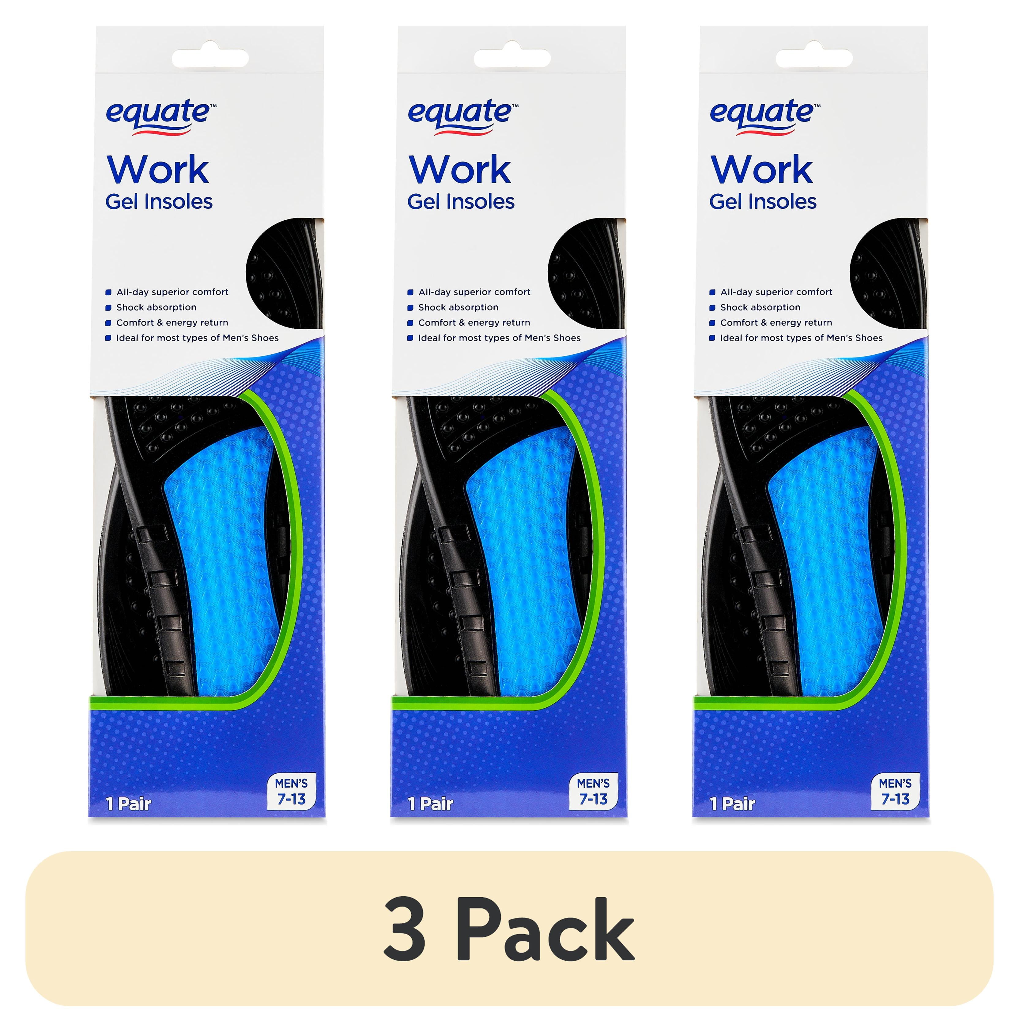 3 pack) Equate Work Gel Insoles, Men's 7-13, 1 Pair - Walmart.com