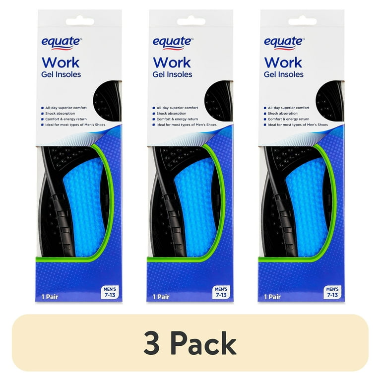 3 pack) Equate Work Gel Insoles, Men's 7-13, 1 Pair - Walmart.com