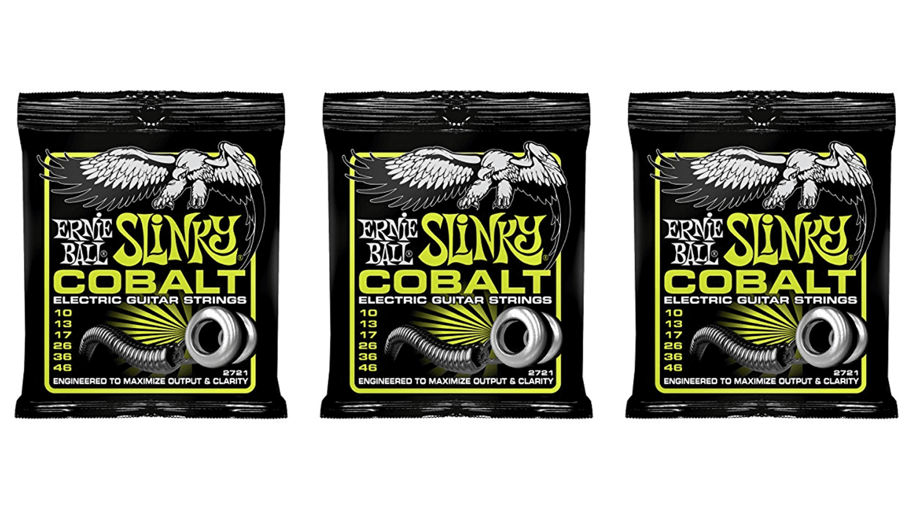 (3 pack) Ernie Ball Electric Guitar Strings with Thumb Picks, Cobalt Regular Slinky Set, .010-.046 Gauge