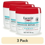 (3 pack) Eucerin Advanced Repair Body Cream for Very Dry Skin, 48-Hour Moisturizer, Fragrance Free, 16 oz