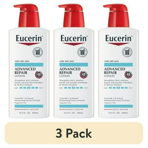 (3 pack) Eucerin Advanced Repair Body Lotion for Very Dry Skin with Ceramides, 16.9 Fl Oz