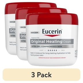 (3 pack) Eucerin Original Healing Cream, Dry Skin Body Cream, 16 oz Jar