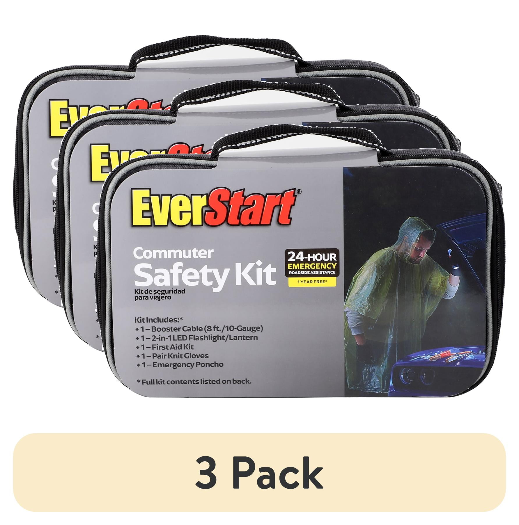 (3 pack) EverStart Commuter Emergency Kit with Roadside Assistance 3 in D x 7 in H x 10 in L. 3lbs Weight.