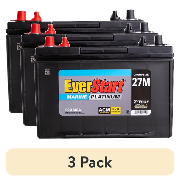 (3 pack) EverStart Group 27 Marine AGM Battery