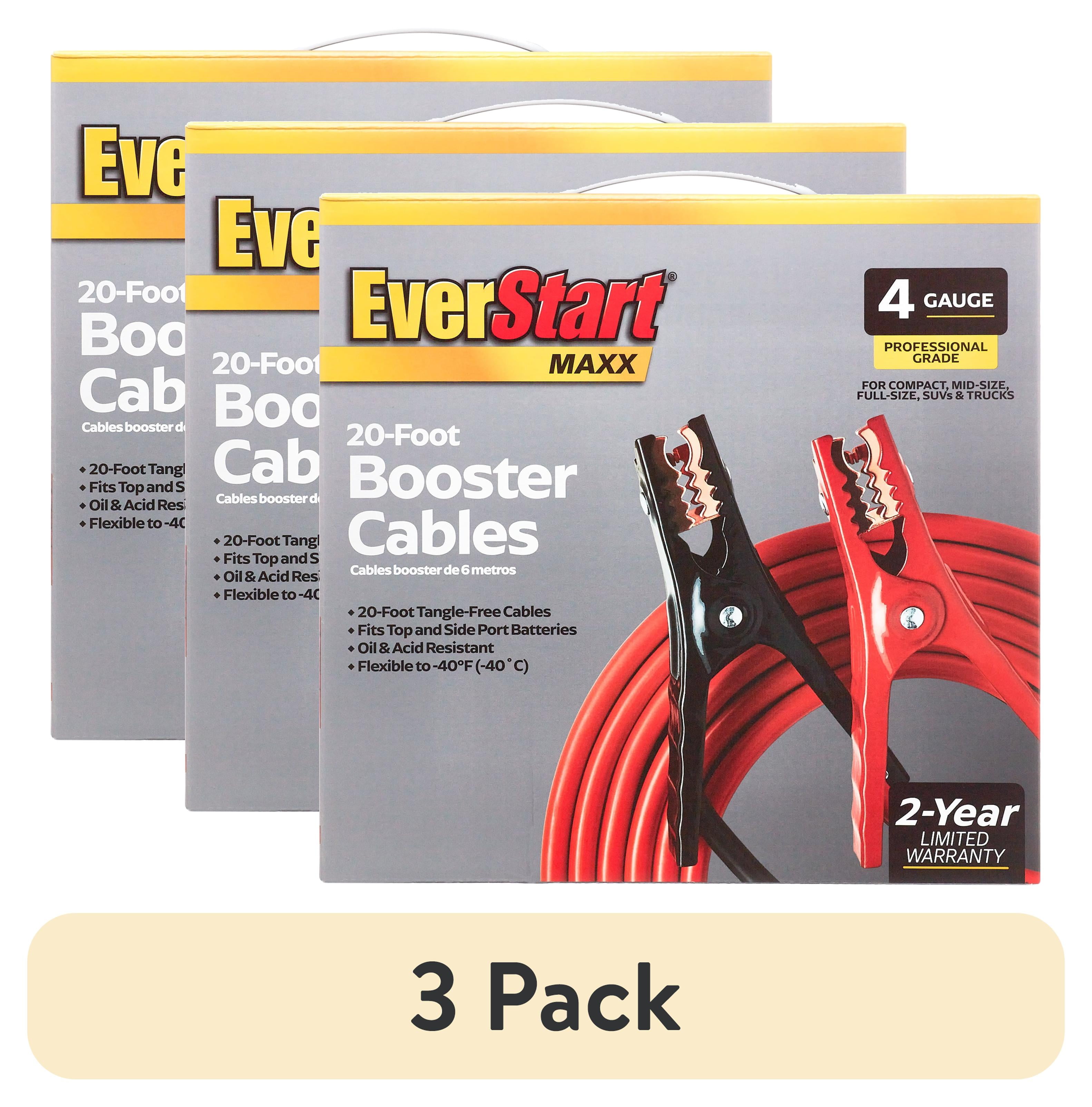 (3 pack) EverStart Maxx 20 ft 4 Gauge Booster Cables – 250 Amps